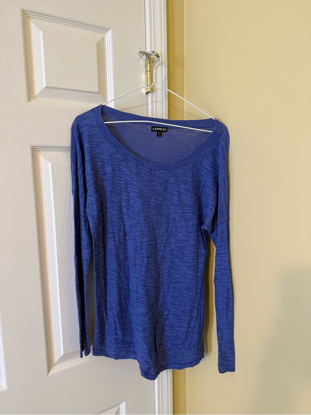 Express Women’s Royal Blue Long-Sleeve Scoop Neck Top
